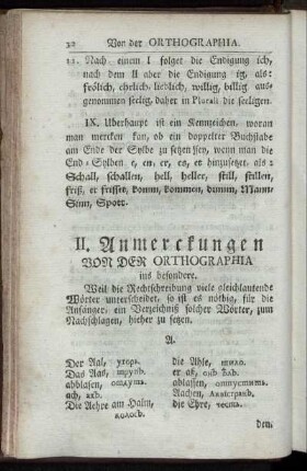 II. Anmerckungen von der Orthographia ins besondere.