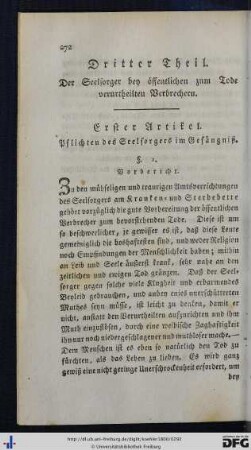 Dritter Theil. Der Seelsorger bey öffentlichen zum Tode verurtheilten Verbrechern.