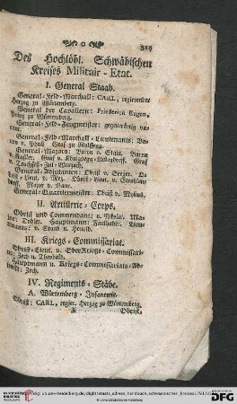 Des hochlöbl. Schwäbischen Kreises Militair-Etat.