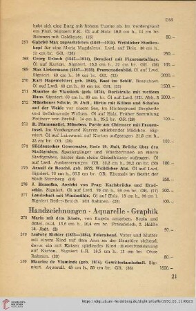 Handzeichnungen, Aquarelle, Graphik (Nr. 278-283)