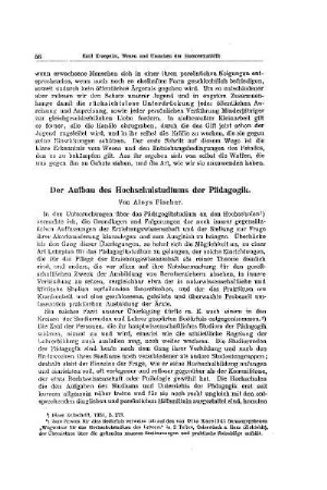Der Aufbau des Hochschulstudiums der Pädagogik