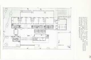 Berufsschule für Baugewerbe, Berlin-Moabit (Diplomarbeit bei Willy Kreuer): Grundriss Erdgeschoss 1:200