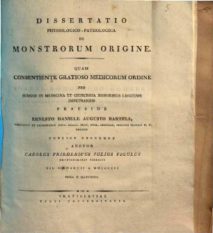 Diss. physiol. path. de monstrorum origine