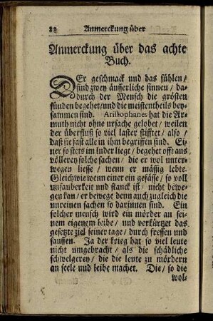 Anmerckung über das achte Buch.