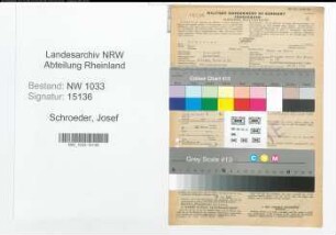 Entnazifizierung Josef Schroeder , geb. 06.10.1920 (Sparkassenangest.)