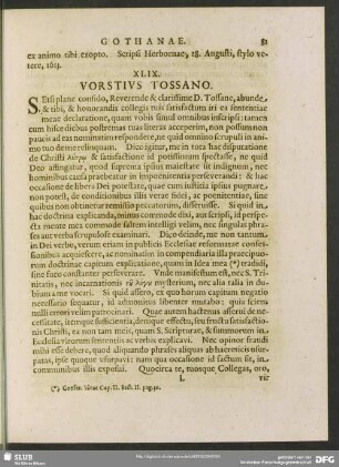 XLIX. Vorstius. Tossano