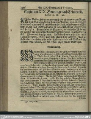 Epistel am XIX. Sonntage nach Trinitatis, Ephes. IV, 22-28
