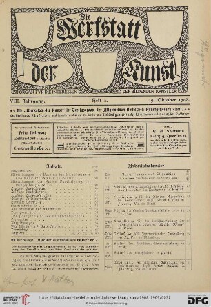 Inhalt / Arbeitskalender / Mitteilungen / Ausstellungen / Preisausschreiben / Denkmäler / Staatsaufträge etc. / Aus Akademien und Kunstschulen