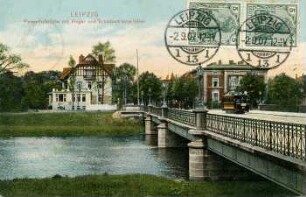 Leipzig: Pleisseflutbrücke mit Frege- und Schlobach'sche Villen