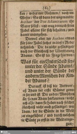 Was für ein Unterscheid sey, unter der Sünde Adams, und unter der Sünde der andern Menschen der Kinder Adams?