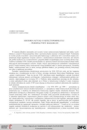Historia sztuki II Rzeczypospolitej – perspektywy badawcze