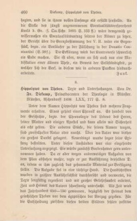 460-461 [Rezension] Diekamp, Franz, Hippolytos von Theben