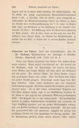 460-461 [Rezension] Diekamp, Franz, Hippolytos von Theben