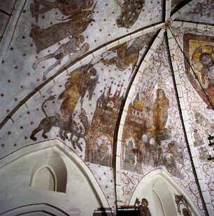 Gewölbemalereien mit Darstellungen des Jüngsten Gerichts und des Sündenfalls — Nördliche Gewölbekappe: Einzug der Seligen ins Himmlische Jerusalem