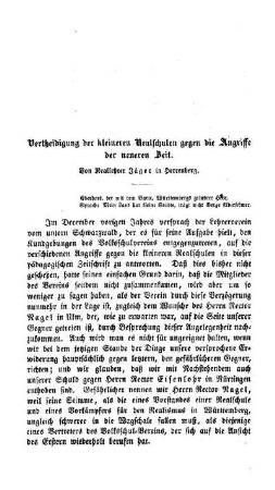 Vertheidigung der kleineren Realschulen gegen die Angriffe der neueren Zeit