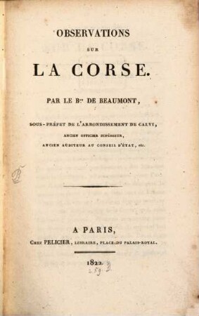Observations sur la Corse