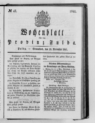 Nr. 47, Ausgabe vom 20. November 1841