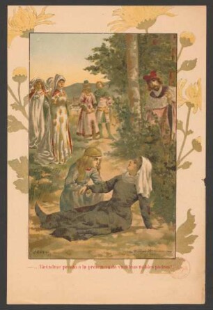 - ...llevadme presto a la presencia de vuestros nobles padres! - [Ilustración para el anuncio de la publicación de "Reina y mendiga"]