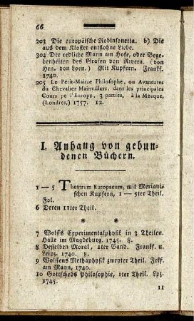 I. Anhang von gebundenen Büchern.
