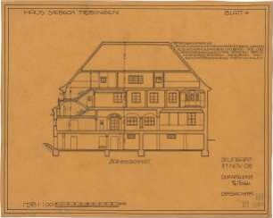 Fischer, Theodor; Tübingen; Haus Siebeck - Längsschnitt