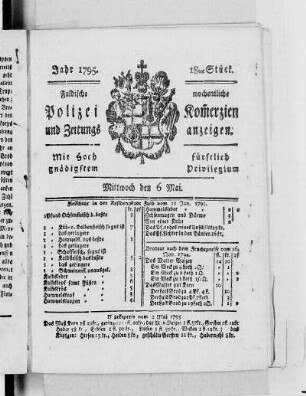 18tes Stück., Ausgabe vom 6. Mai 1795
