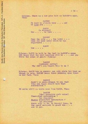 Englisches Drehbuch (Auszug)