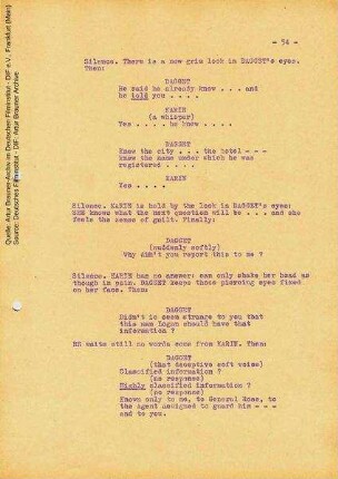 Englisches Drehbuch (Auszug)