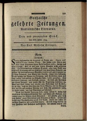 Drey und zwanzigstes Stück, den 7ten Junii 1794.