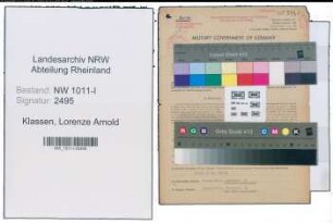 Entnazifizierung Lorenze Arnold Klassen , geb. 12.11.1905 (Schuhmachergeselle)