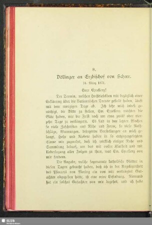 8. Döllinger an Erzbischof von Scherr : 14. März 1871
