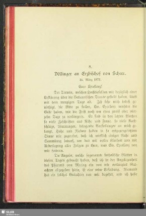 8. Döllinger an Erzbischof von Scherr : 14. März 1871