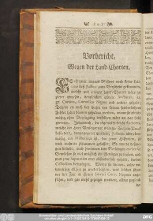 Vorbericht, Wegen der Land-Charten.