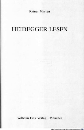 Heidegger lesen