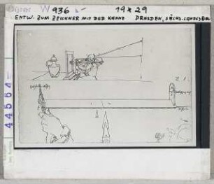 Albrecht Dürer: Entwurf zum Zeichner mit der Kanne. Dresden, Landesbibliothek