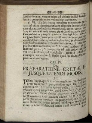 Cap. IV. De Praeparatione Cretae Ejusque Utendi Modis.