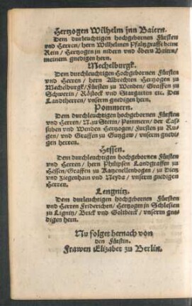 Nu folget hernach von den Fürstin.