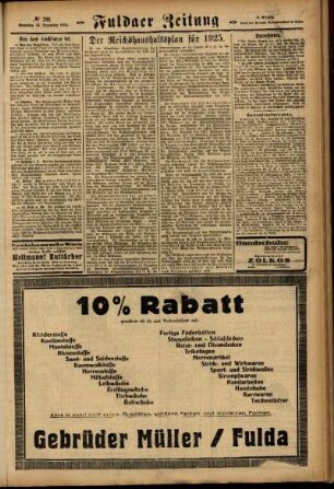 Dritte Ausgabe vom Sonntag, den 14. Dezember 1924.