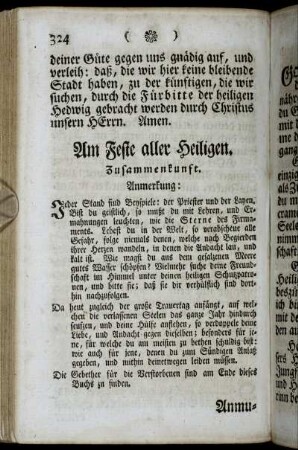 Am Feste aller Heiligen. - Andachten. In sonderbaren Nöthen und Anligen zu Gott, und seinen Heiligen.