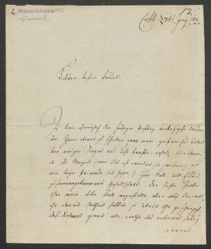 Brief an Wilhelm Grimm : 26.06.1802-26.09.1812