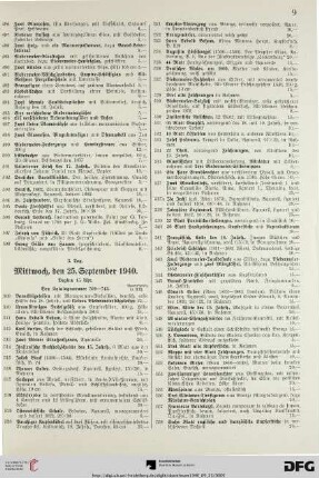 3. Tag. Mittwoch, den 25. September 1940, Beginn 15 Uhr (Nr. 509-743)