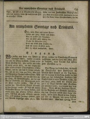 Am neunzehnten Sonntage nach Trinitatis