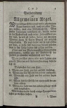 Vorbereitung zur allgemeinen Regel.