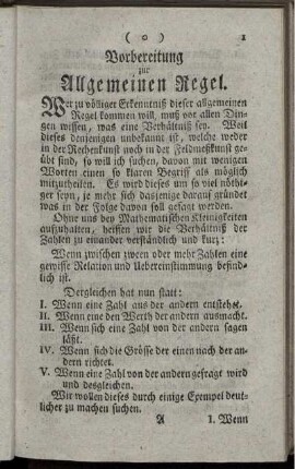Vorbereitung zur allgemeinen Regel.
