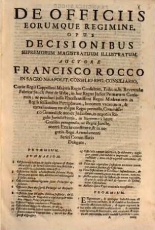 De Officiis eorumque Regimine Opus Decisionibus supremorum Magistratuum illustratum