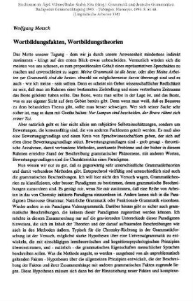 Wortbildungsfakten, Wortbildungstheorien