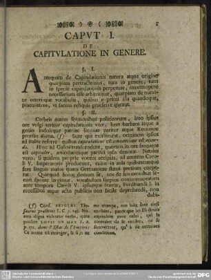 Caput I. De Capitulatione In Genere