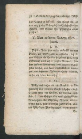 V. Von positiven Rechten überhaupt.