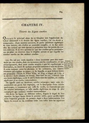 Chapitre IV. Théorie des Lignes courbes.