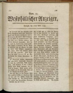 Num. 33. Freitags, den 26ten April. 1799