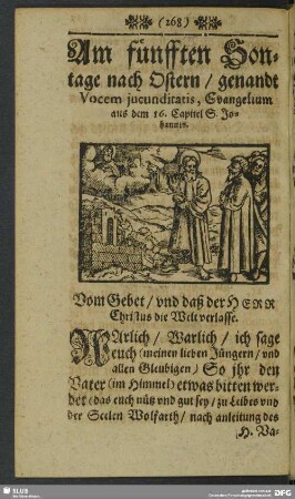 Am fünfften Sontage nach Ostern, genandt Vocem jucunditatis, Evangelium aus dem 16. Capitel S. Johannis